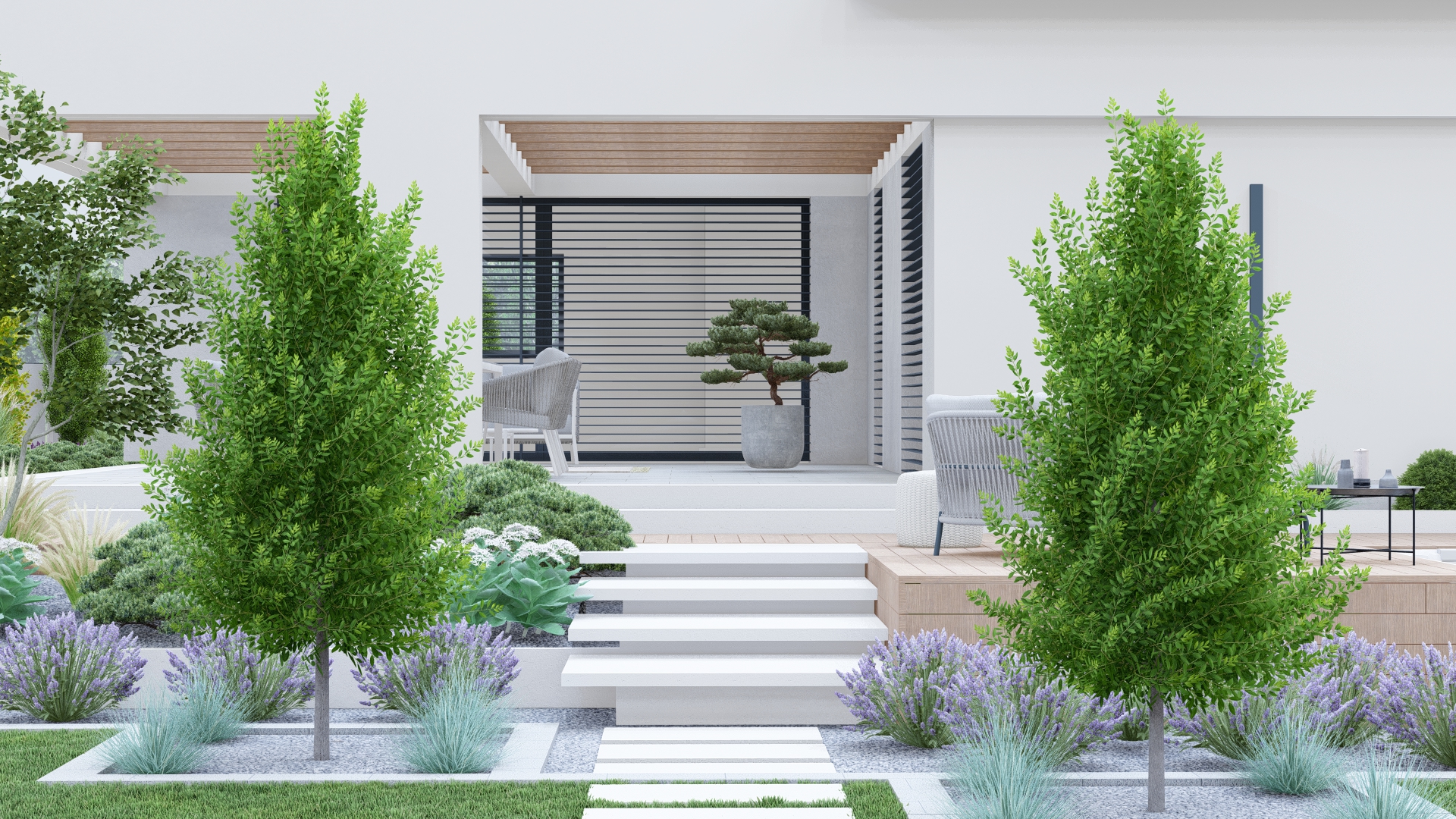 nowoczesny ogród minimalistyczny