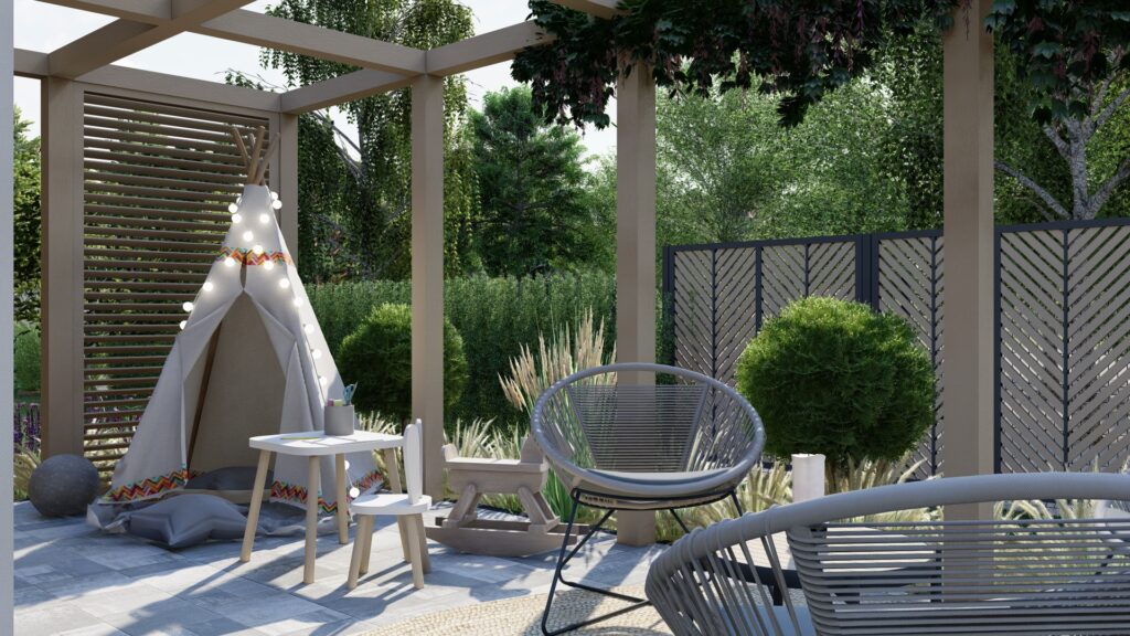 ogród przy zabudowie bliźniaczej w Osielsku